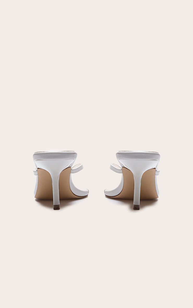 Cream Square Toe Thong Mid Stiletto Heeled Mules | Footwear | PrettyLittleThing UK