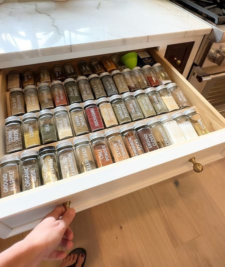 Tiered Spice drawer with clear bottles and labels from #amazon #kitchenorganization #organizing #interiors #hime #kitchen 

#LTKstyletip #LTKsalealert #LTKhome