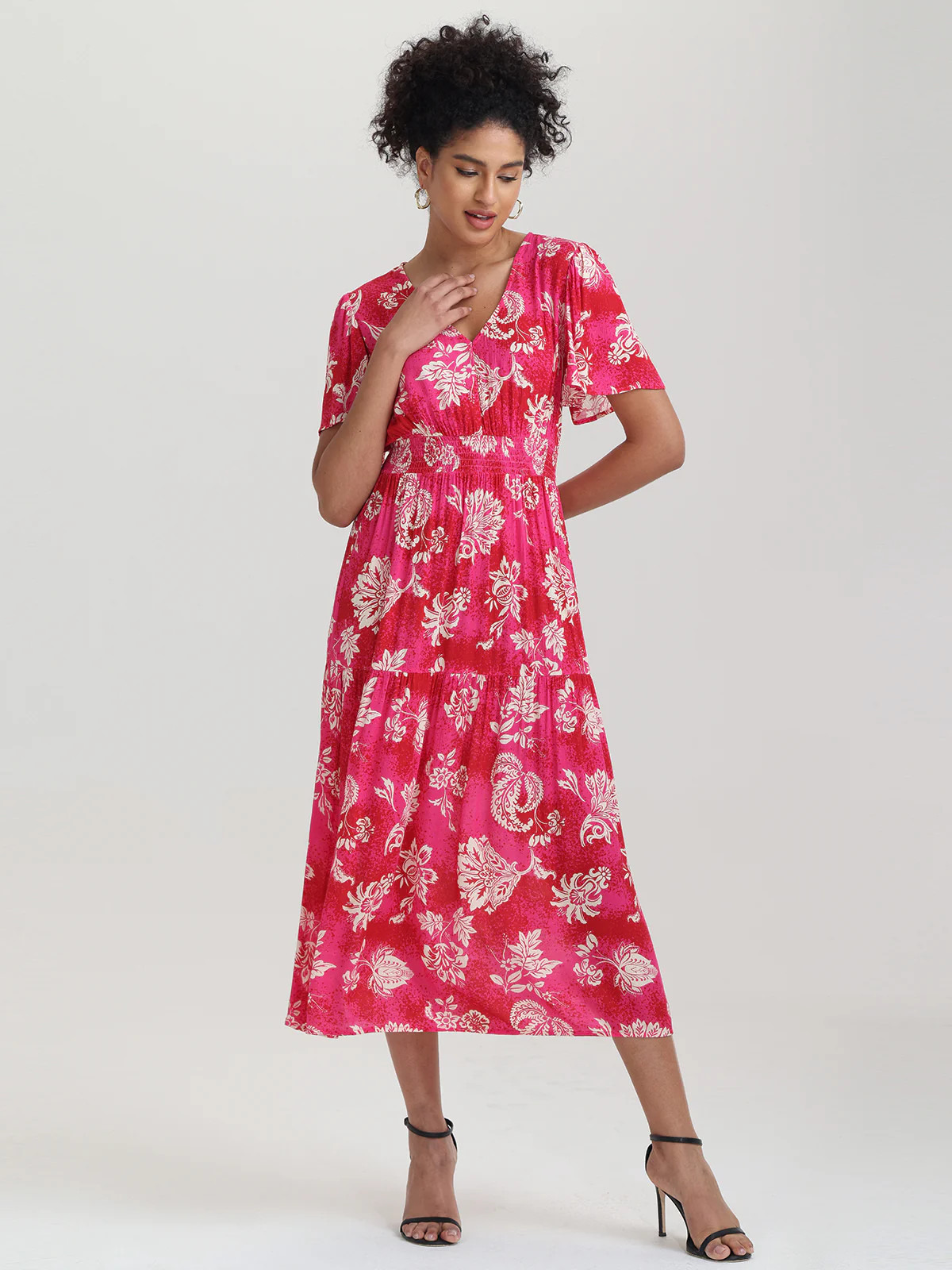 Floral V-Neck Midi Dress | 89th + Madison