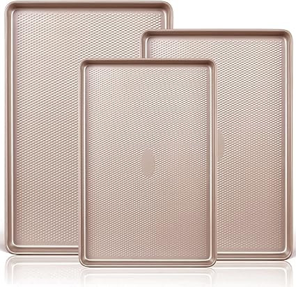 HONGBAKE Baking Sheet Pan Set, Cookie Sheets for Oven, Nonstick Half/Quarter/Jelly Roll Pans with... | Amazon (US)