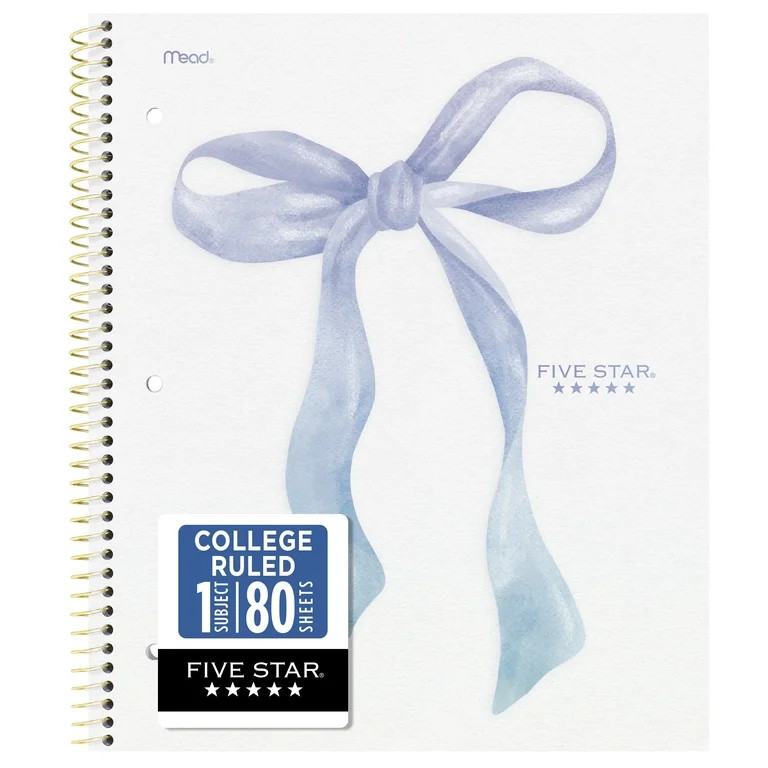 Five Star College Ruled 1 Subject Notebook with Study App, 8.5" x 11", Blue Bow Design, Poly Cove... | Walmart (US)