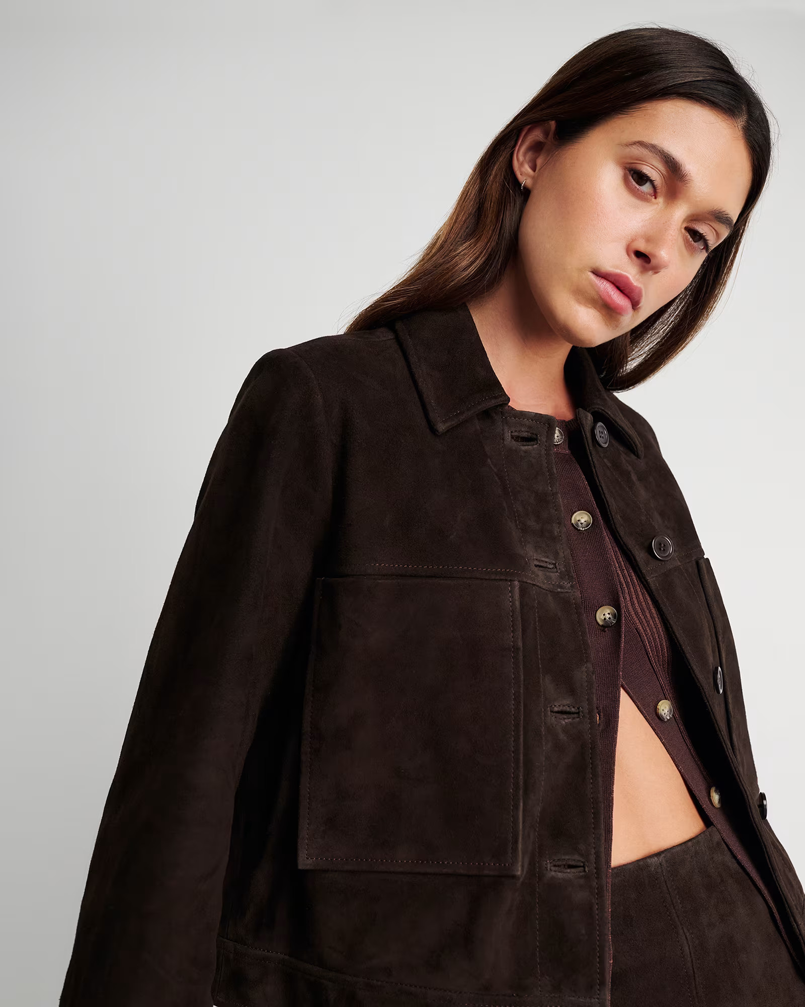 Ophelia Suede Crop Shacket | JAG (Australia & New Zealand)