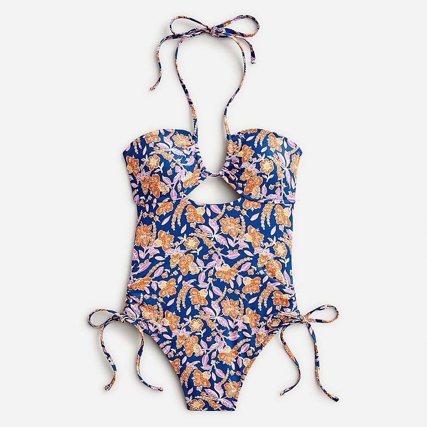 Halter cutout one-piece in painted block print | J.Crew US