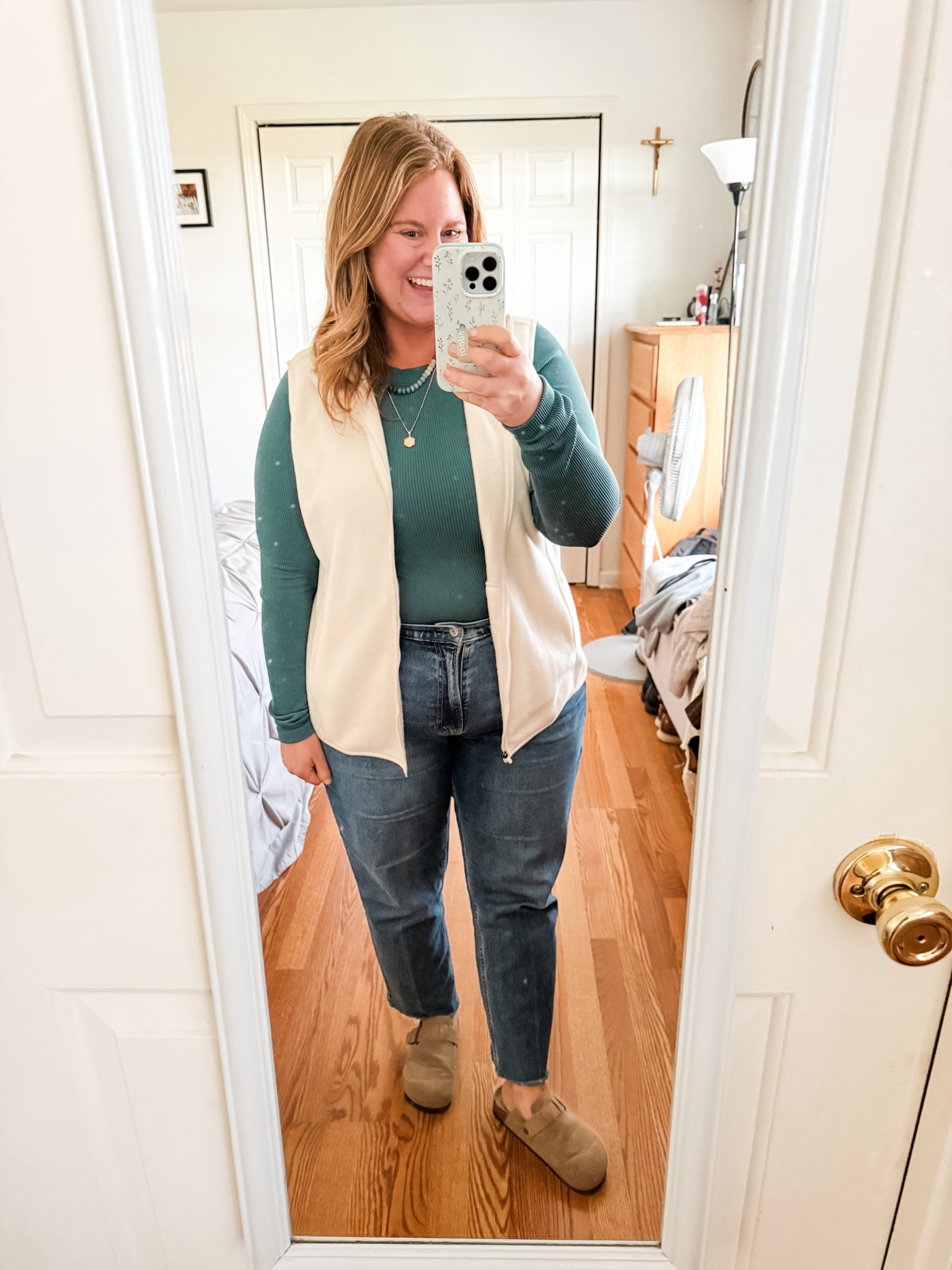 Wearing an XL in my vest and a 33 short in my jeans.  My top is older do linking similar   

#LTKMidsize #LTKmomlife #LTKSeasonal