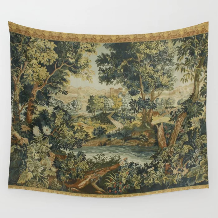 Antique 18th Century Verdure French Aubusson Tapestry Wall Tapestry | Society6