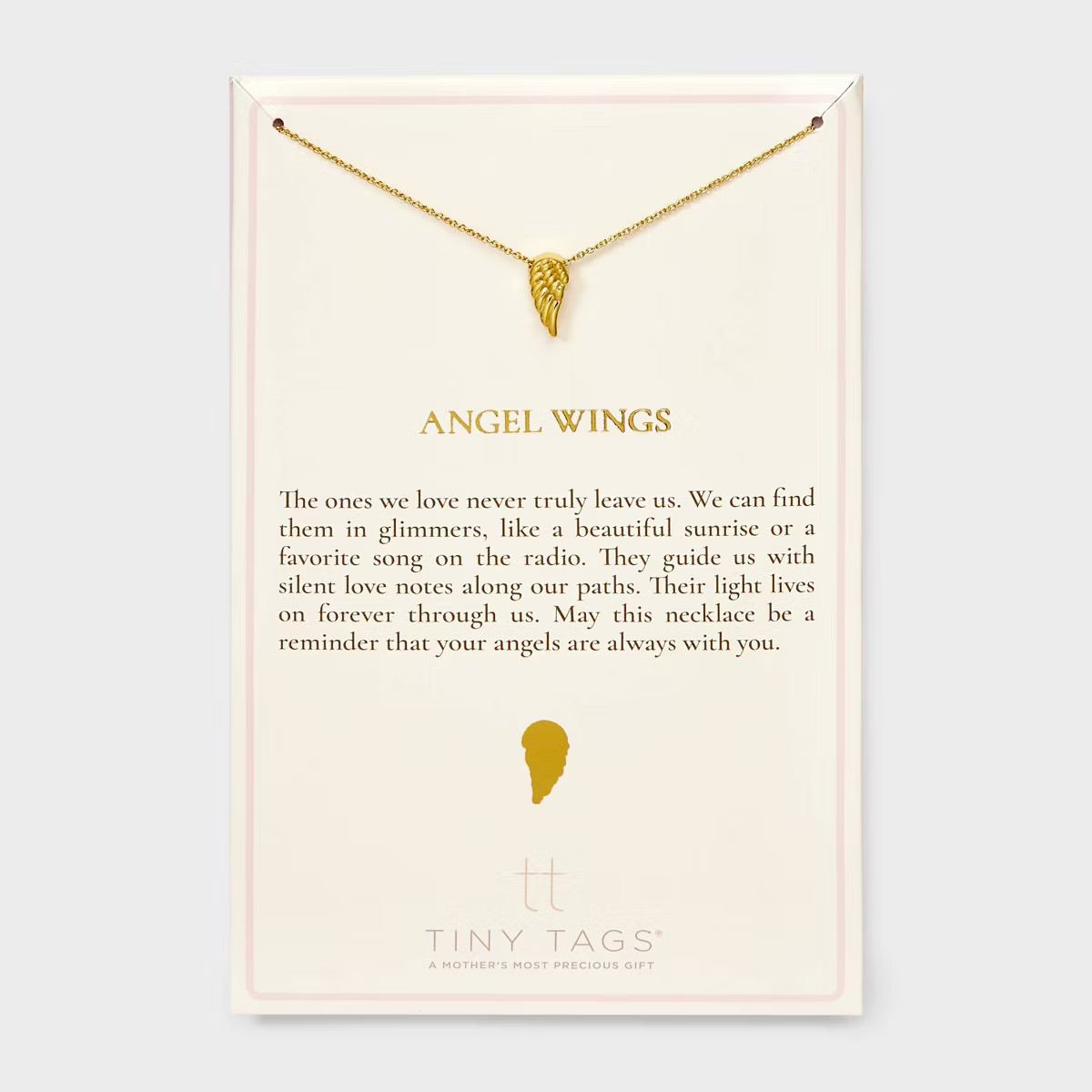 Tiny Tags 14K Gold Ion Plated Angel Wing Chain Necklace - Gold | Target