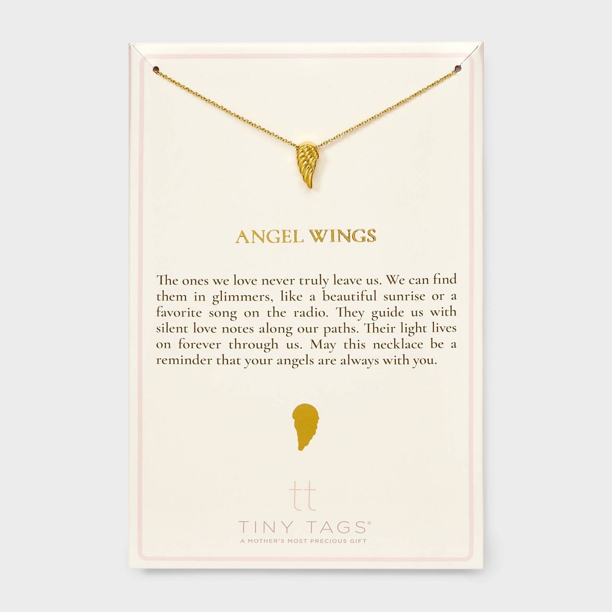 Tiny Tags 14K Gold Ion Plated Angel Wing Chain Necklace - Gold | Target