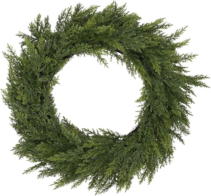 26 Inch Christmas Wreath for Front Door, Thickened Realistic Cedar Pine Christmas Wreath Outdoor ... | Amazon (US)