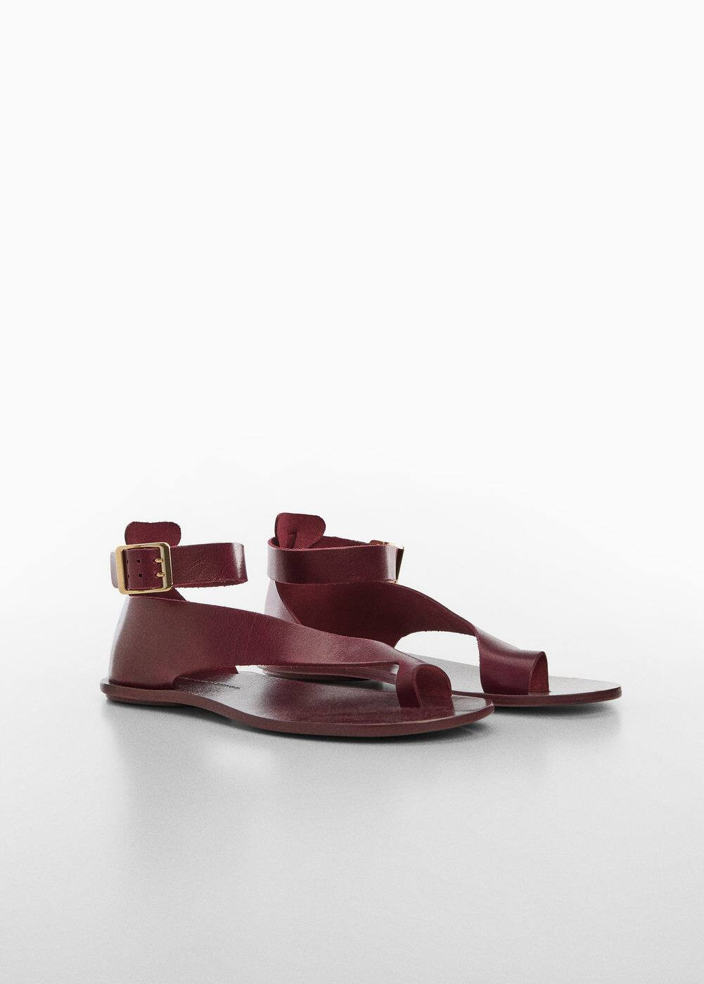 Buckle leather sandals -  Women | Mango USA | MANGO (US)