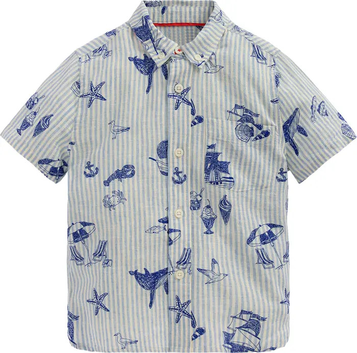 Kids' Linen & Cotton Short Sleeve Button-Down Shirt | Nordstrom