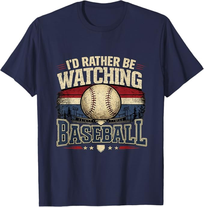 I’d Rather Be Watching Baseball Vintage Retro Graphic T-Shirt | Amazon (US)