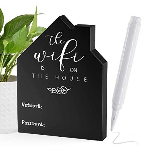 Wifi Password Sign for Home Wooden Table Wifi Sign Wooden Freestanding Chalkboard Style House Sha... | Amazon (US)
