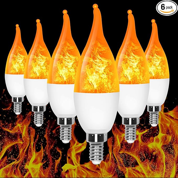 AYOGU 6-Pack LED Flame Light Bulb, 3 Mode E12 Edison Bulb, 1.2W Warm White, for Chandelier, Hallo... | Amazon (US)