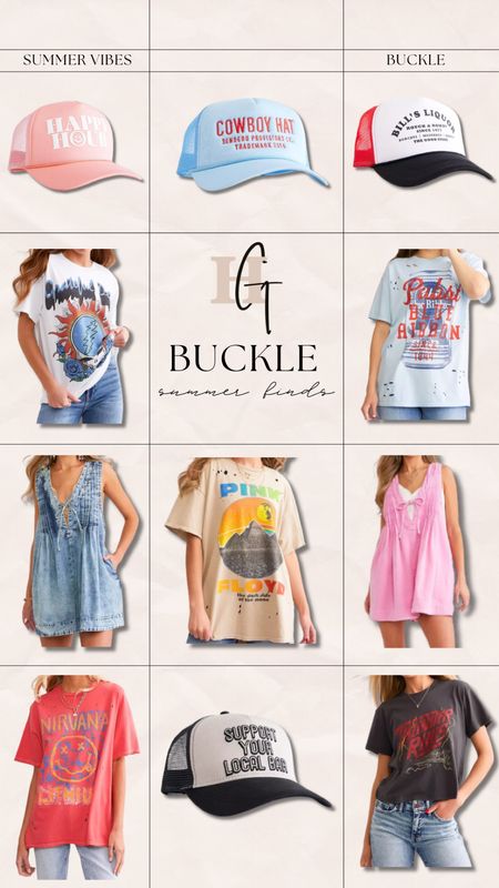 Tons of awesome fits /graphics & hats under $50 for summer! 🌞🕶️ 

Graphic tees / band tees / trucker hats / ootd / summer inspo / Holley Gabrielle / buckle

#LTKStyleTip #LTKFindsUnder50 #LTKSeasonal