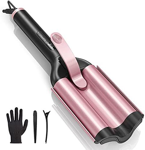 Three Barrel Curling Iron Wand, Ceramic Triple Hair Waver & Hair Crimper for Deep Waves with LCD ... | Amazon (US)