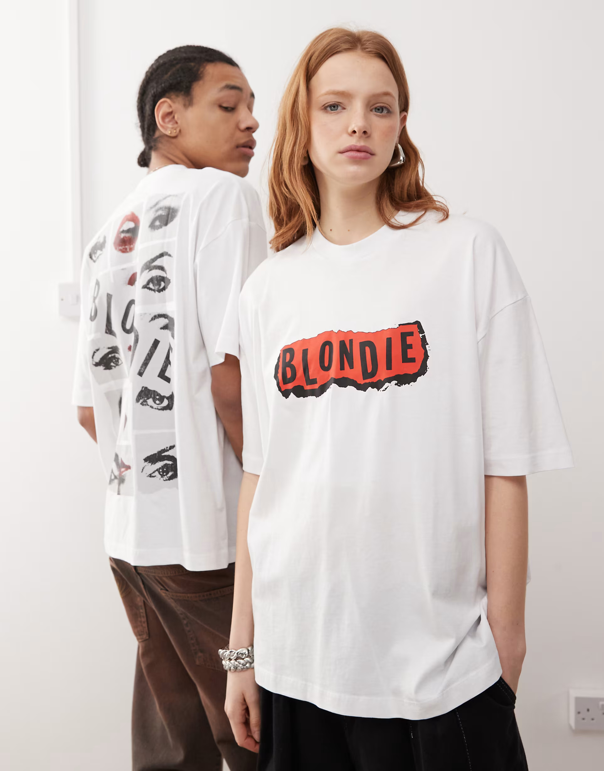 ASOS DESIGN unisex oversized license t-shirt with Blondie prints in white | ASOS (Global)