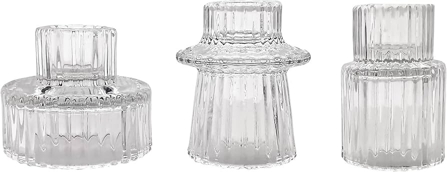 FLARDOR Glass Candle Holders, Decorative Candlestick Holder for Formal Events, Pink Candlestick H... | Amazon (US)