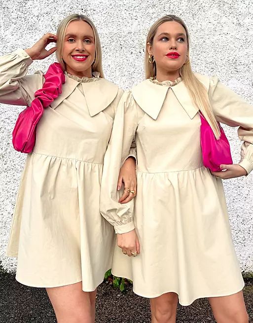 Labelrail X Olivia & Alice mini smock dress with oversized collar | ASOS (Global)