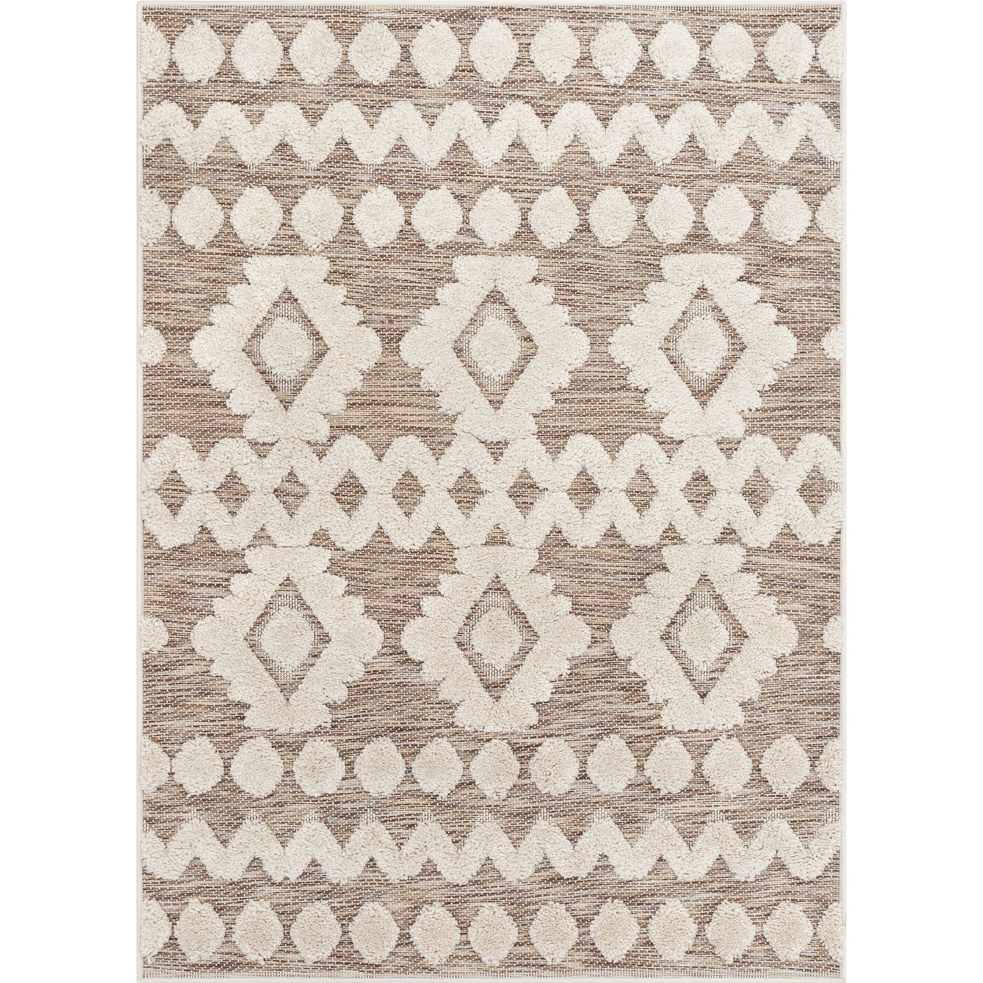 Well Woven Bellagio Chiara Tribal Moroccan Beige 5'3" x 7'3" High-Low Flat-Weave Area Rug | Walmart (US)