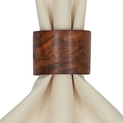 4pk Brown Wood Band Napkin Ring - Design Imports | Target