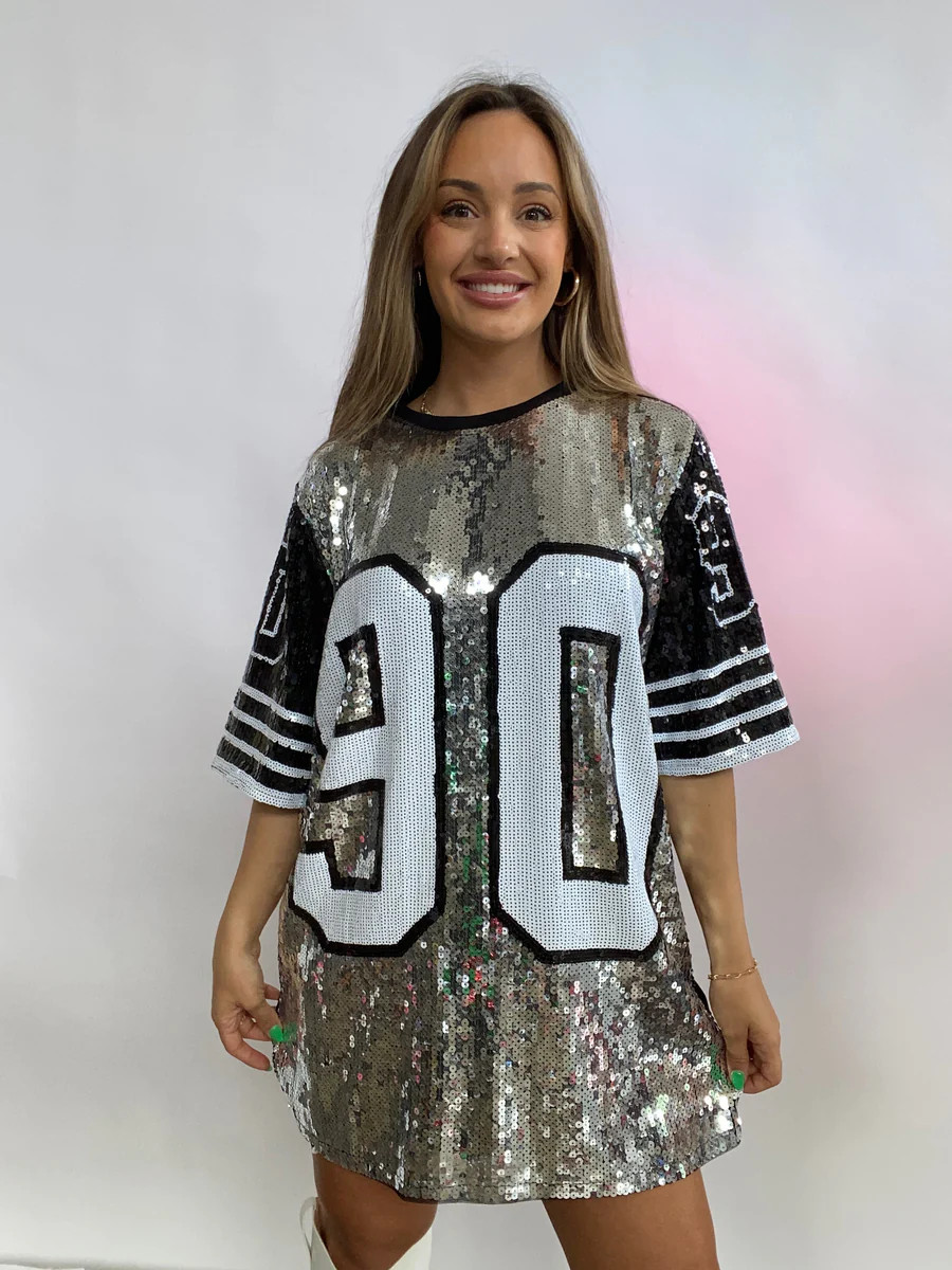 90 Sequin Dress- Black And Silver | Willow Boutique