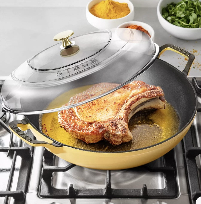 Sale!!
Staub 3.5qt, 12in Braiser with Glass Lid.
계란후라이 4개, 닭찜 3-4인분, 큰 부침개 사이즈라 생각하시면 되요.. 
쇠로된 뚜껑보다는 훨씬 더 가벼운 유리 뚜껑이에요. 찜요리와 모든 볶음요리에 적합합니다. 

#LTKhome #LTKsale