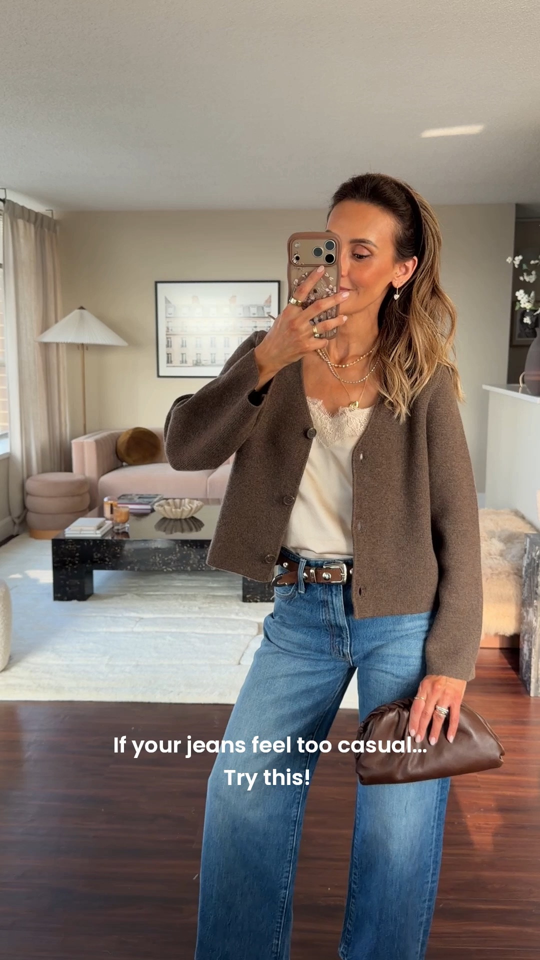 If your jeans feel too casual try adding a little touch of silk and:or cashmere. Those fabrics instantly elevate the look! 
Size 25 on jeans, xs on cami (washable silk) and small on cardi (100% Mongolian cashmere)

#LTKgrwm #LTKootd #LTKSeasonal