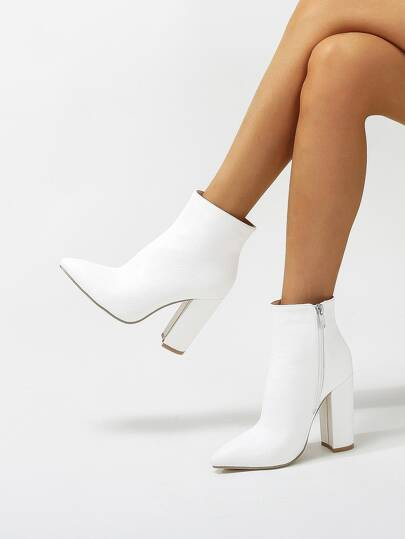 Snakeskin Pattern Side Zipper Chunky Classic Boots | SHEIN