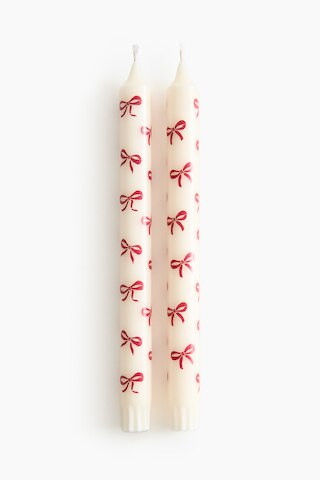 H & M - 2er-Pack Gemusterte Kerzen - Weiß - Zuhause | H&M (DE, AT, CH, NL, FI)