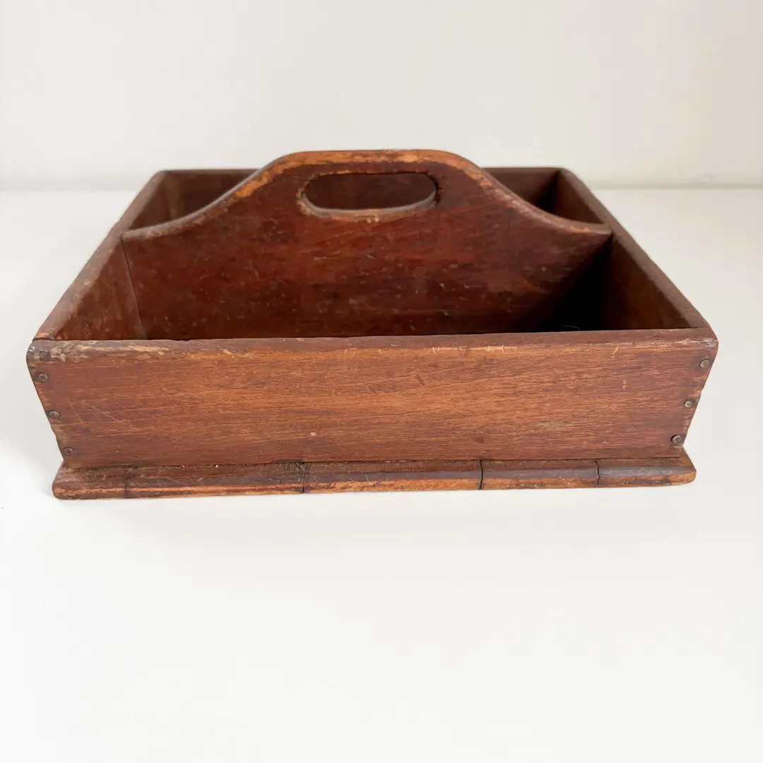 Antique Oak Wood Divided Caddy: 1920s Storage Tray With Handle - Etsy | Etsy (US)