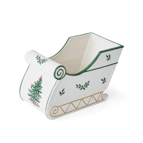 Spode Christmas Tree Figural Sleigh, 7.5" Dolomite Decorative Holiday Sleigh for Christmas Table Decor, Candy Holder, Snack Dish - Holiday Serveware & Festive Christmas Decorations | Amazon (US)