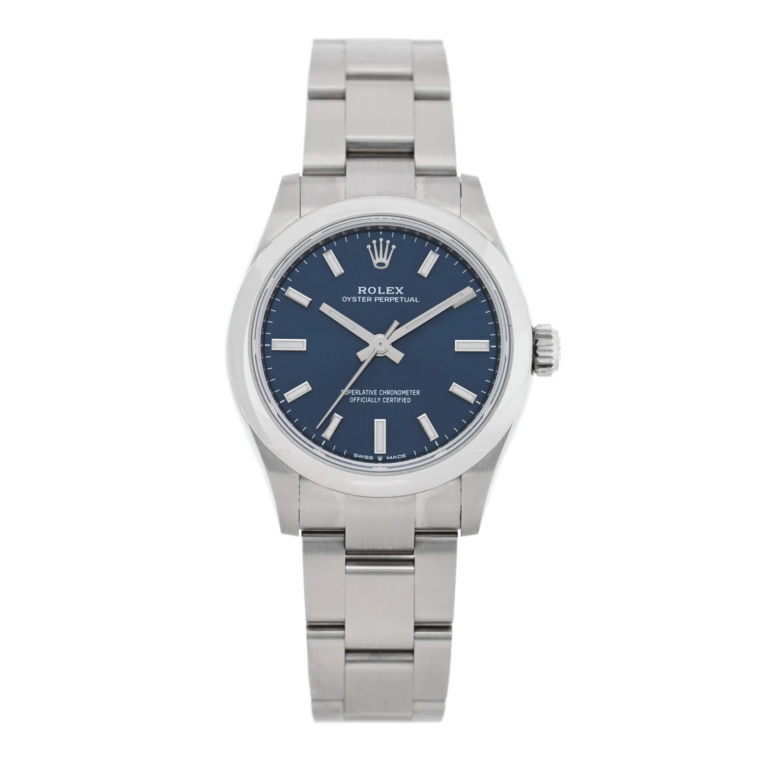 Stainless Steel 31mm Oyster Perpetual Watch Bright Blue 277200 | FASHIONPHILE (US)