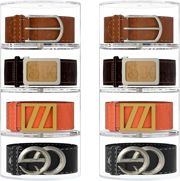NIUBEE Belt Organizer, Acrylic 8 Layers Belt Case Storage Holder and Display for Accessories like... | Amazon (US)