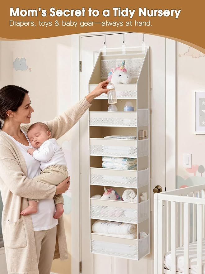 Criusia Over the Door Organizer, 6-Shelf Closet Hanging Storage with 13 Mesh Pockets, 55lbs Capac... | Amazon (US)