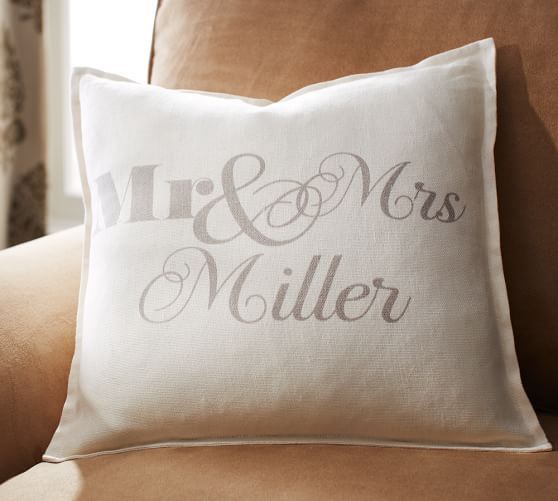 Personalized Mr. & Mrs. Linen Pillow Cover | Pottery Barn (US)