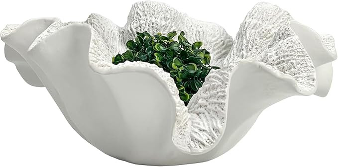 Large Decorative Bowl, White Coral Decorative Bowls for Home Decor, Modern Decor Fruit Bowl for K... | Amazon (US)