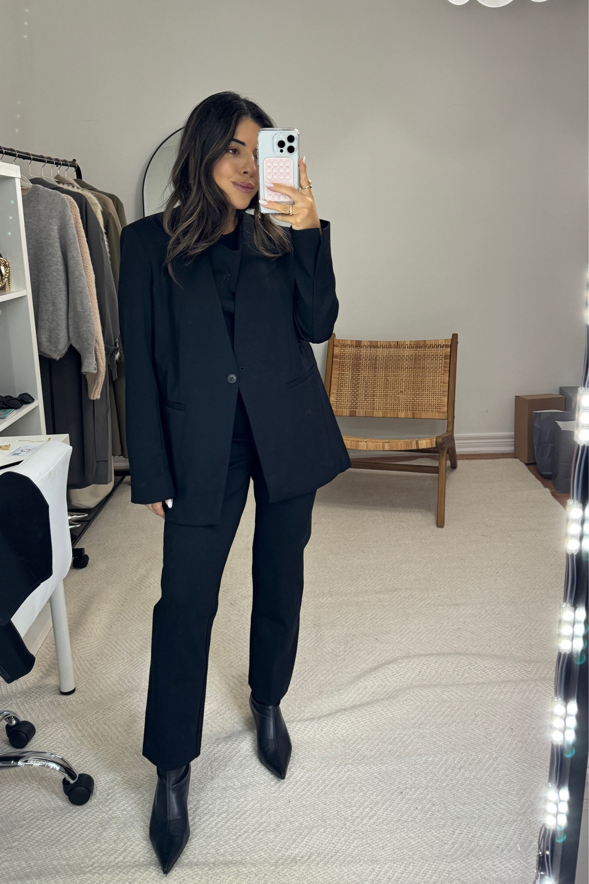 The Spanx sale has started!! 20% off everything!!! 
Jacket - small 
Bottoms - small petite 
Tshirt - small 

#LTKsalealert #LTKCyberWeek