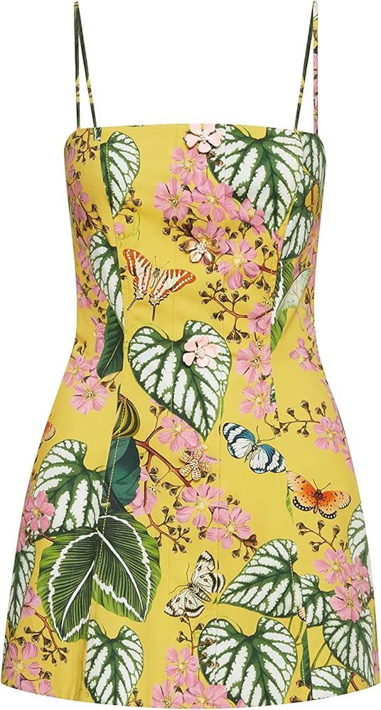 Amazon.com: Oscar de la Renta, Mixed Botanical Button Front Mini Dress, Daffodil Multi, 0 : Luxur... | Amazon (US)