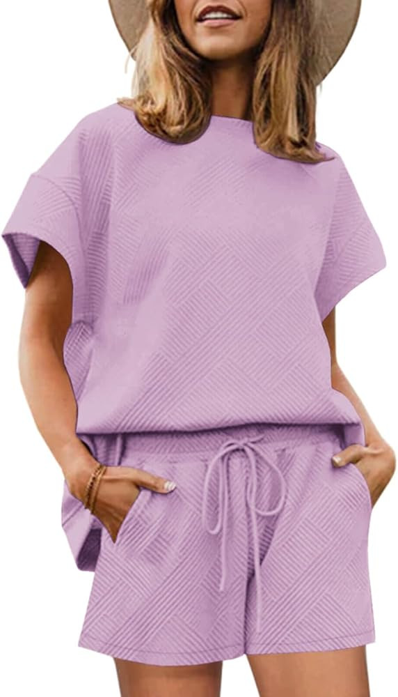 Tankaneo Womens Loungewear Set Short Sleeve Tops and Shorts 2 Piece Outfits Matching Lounge Pajam... | Amazon (US)