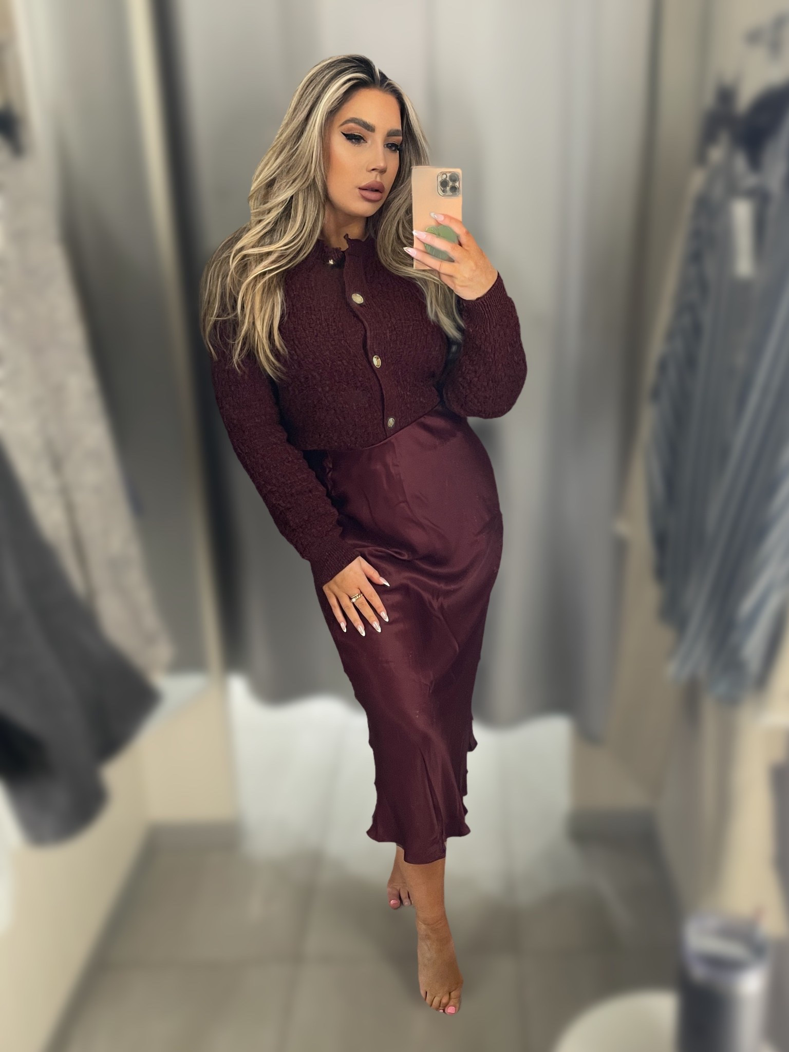 Try on haul at H&M. Loving this burgundy silk midi skirt and matching burgundy sweater! Perfect transitional outfit for spring in the office! 

#LTKSeasonal #LTKWorkwear #LTKSpringSale