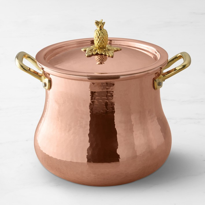 Ruffoni Historia Hammered Copper Stock Pot with Pineapple Knob, 5 1/2-Qt. | Williams-Sonoma