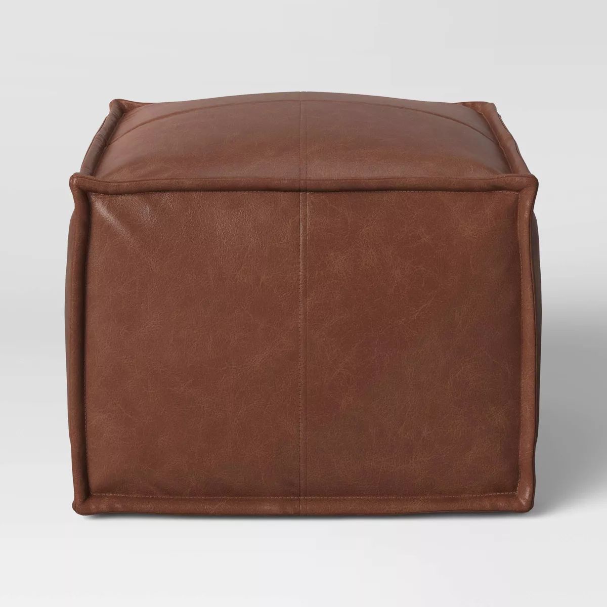 Earl Faux Leather French Seam Ottoman - Threshold™ | Target