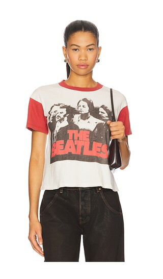 The Beatles Crop Tee in Off White & Vintage Red | Revolve Clothing (Global)