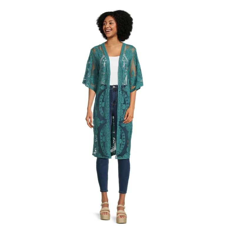 Time and Tru Women's Lace Layering Piece, L/XL, Teal | Walmart (US)
