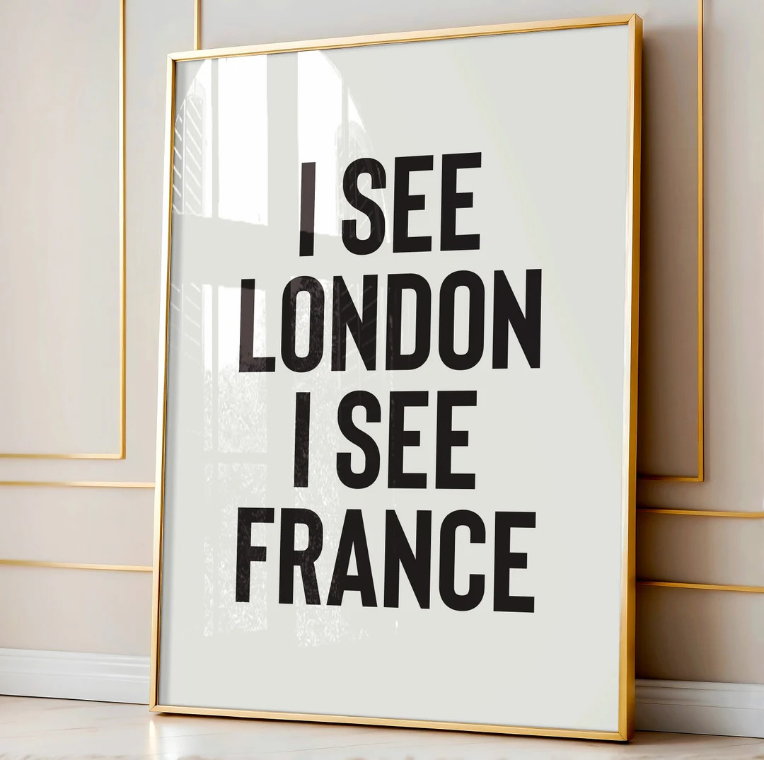 I See London I See France Printable, Funny Bathroom Wall Art, Black and White Bathroom Prints, Po... | Etsy (US)