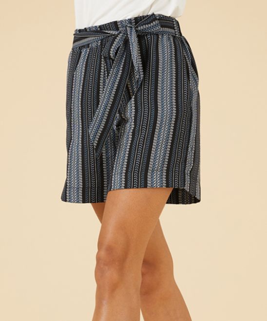 Suzanne Betro Weekend Women's Casual Shorts 101NAVY - Navy Stripe Tie-Waist Shorts - Plus | Zulily