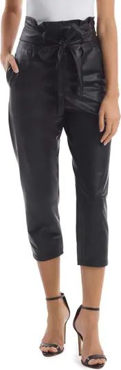 Faux Leather Paperbag Waist Crop Pants | Nordstrom