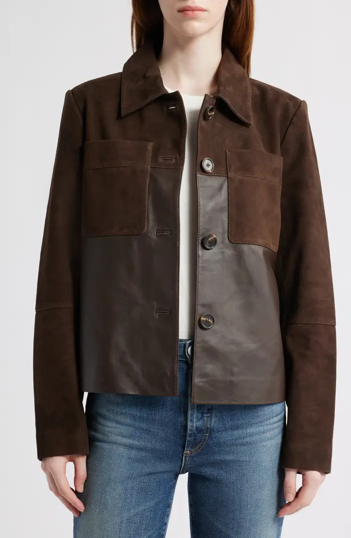 Short Suede & Leather Jacket | Nordstrom