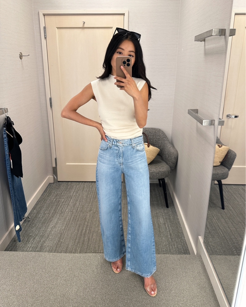 Best of Nsale designer denim :

• AG jeans, Waist runs big. This is a very flattering cut with petite-friendly length (works on me with flats), in a soft denim with stretch and a beautiful lighter blue wash. 

Size down in these! I was trying on my usual 24 and would need a 23.

The cut is similar to the Madewell jeans I adore, except the AG fabric has a luxuriously soft feel and more stretch, with a more relaxed fit. 

• Also linked the Madwell wide crop with pockets! Very cute and flattering, just note this is a full length style so I'd ideally wear 2.5 to 3 inch heels with this. It looks cropped on the model but it's a little past full length on me. Sizing down to 23 in the Madewell Jean fit me perfectly


#LTKxNSale

#LTKsalealert