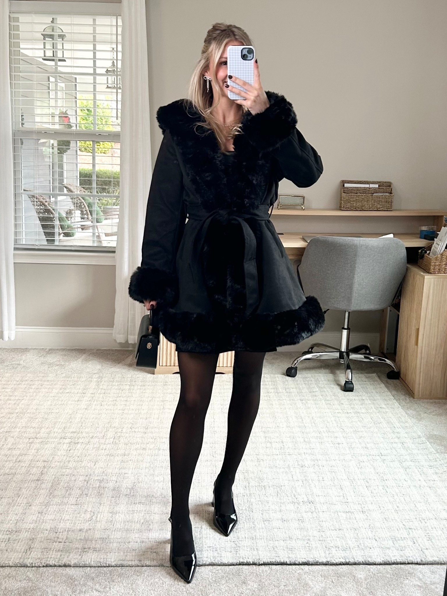 Chic holiday party outfit featuring the most stunning faux-fur peplum jacket from Amazon 🖤✨ 
It gives such festive, classy vibes and instantly elevates any winter look. Paired it with sheer tights and pointed heels for a timeless, elegant holiday party outfit.

#amazonfashion #holidaypartyoutfit #holidayoutfitinspo #affordablestyle #wintercoat #fauxfurcoat #holidaystyle #holidayparty #winteroutfits #cocktailattire 

#LTKSeasonal #LTKHoliday